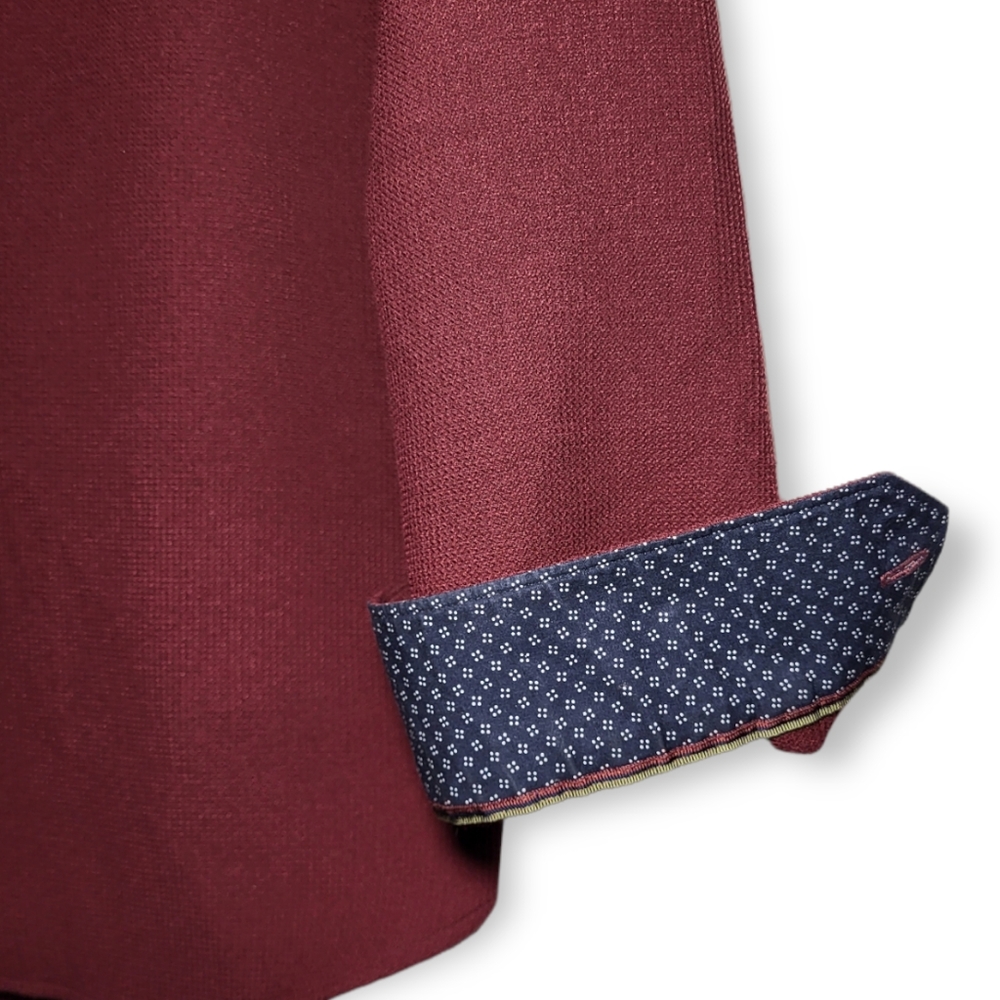 Ted Baker London Stretch Sport Shirt Burgundy and Blue 4 / Large - Picture 4 of 8